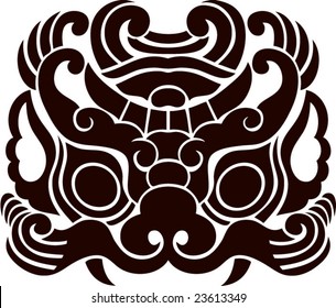 Vector of Ancient Chinese Traditional Monster lion head Pattern