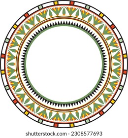 Vector ancient colored Egyptian round ornament. Endless national ethnic border, frame, ring.
