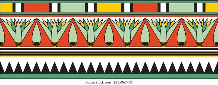 Vector ancient colored egyptian seamless ornament. Endless national ethnic border, frame.
