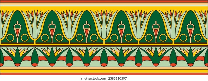 Vector ancient colored egyptian seamless ornament. Endless national ethnic border, frame.
