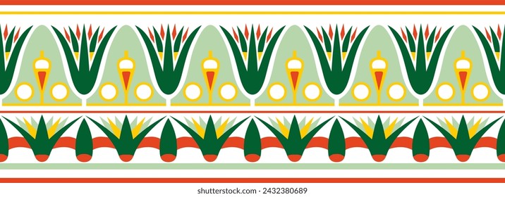 Vector ancient colored egyptian seamless ornament. Endless national ethnic border, frame.
