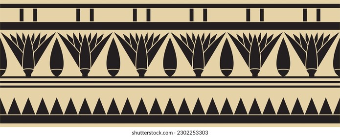 Vector ancient gold and black Egyptian seamless ornament. Endless national ethnic border, frame.
