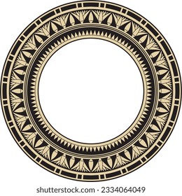 Vector ancient gold and black Egyptian round ornament. Endless national ethnic border, frame, ring.
