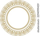 Vector ancient golden Egyptian round ornament. Endless national ethnic border, frame, ring.
