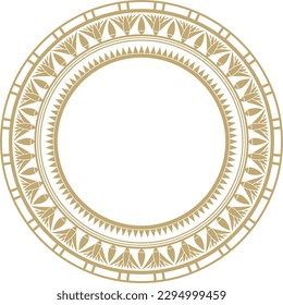 Vector ancient golden Egyptian round ornament. Endless national ethnic border, frame, ring.
