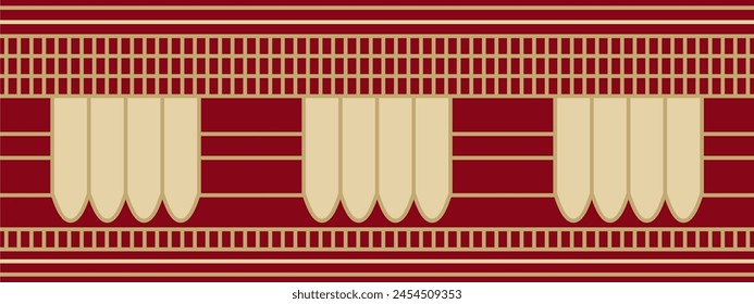 Vector ancient golden and red egyptian seamless ornament. Endless national ethnic border, frame.
