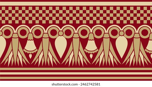 Vector ancient golden and red egyptian seamless ornament. Endless national ethnic border, frame.
