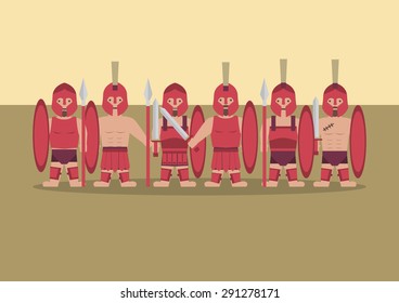 Vector ancient greek soldier flat graphic