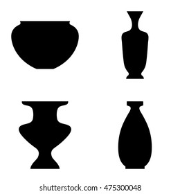 Vector Ancient Greek vase icons. Interior design elements isolated on background.