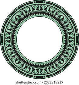 Vector ancient green and black Egyptian round ornament. Endless national ethnic border, frame, ring.
