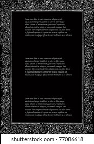 vector ancient luxury silver frame (Picture was taken from "The Art of Illuminating As Practised in Europe from the Earliest Times". Author: Tymms, W. R. Date: 1860)