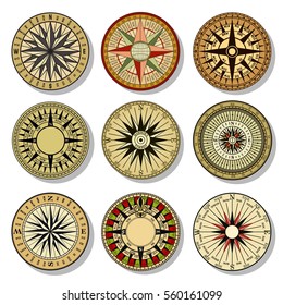 Vector Ancient Mariner's Compass Set 