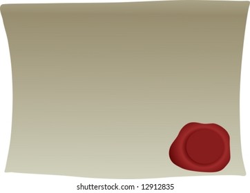 Vector - ancient parchment with a red feather seal