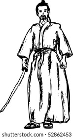 vector - ancient samurai isolated on background