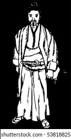vector - ancient samurai isolated on background