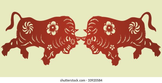 Vector of Ancient Traditional Artistic Pattern of Bull.