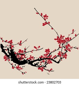 Vector of Ancient Traditional Artistic plum blossom Pattern