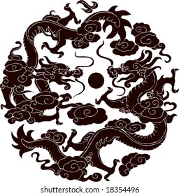Vector of Ancient Traditional Chinese Artistic Dragon Pattern