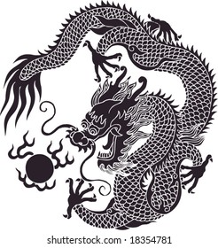 Vector of Ancient Traditional Chinese Artistic Dragon Pattern