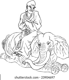 Vector of Ancient Traditional Chinese Artistic Pattern of Buddist arhat