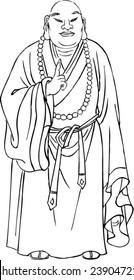 Vector of Ancient Traditional Chinese Artistic Pattern of Buddist arhat