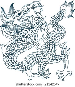 Vector of Ancient Traditional Chinese Dragon Pattern
