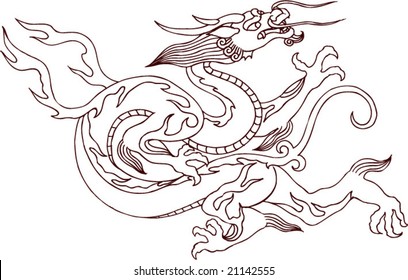 Vector of Ancient Traditional Chinese Dragon Pattern