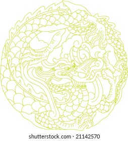 Vector of Ancient Traditional Chinese Dragon Pattern