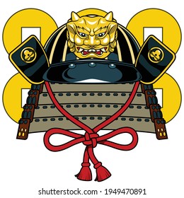 vector ancient warrior helmet cartoon image with gold coin background