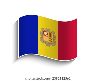 Icono de la bandera ondulante del vector Andorra