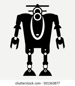 vector android robot illustration, vector robot silhouette 