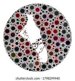 Vector Andros Island von Bahamas Karte Collage des covid-2019-Virus. Die Infektion greift das Sperrgebiet von außerhalb an.