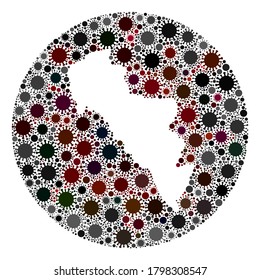 Vector Andros Island of Greece map collage of SARS virus. Infection attacks the quarantine territory from external zone.