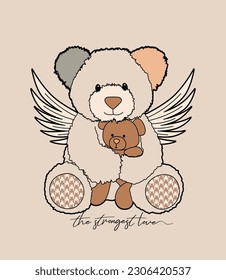 vector angel bear and baby bear slogan