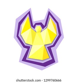 Vector angel cut out of paper in origami style. Isolated on white background.