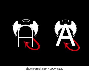 Vector angel and demon letter A 