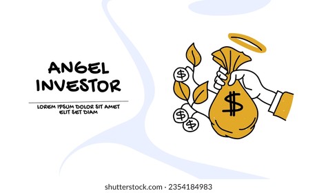 Vector of an angel investor provides capital to startup, entrepreneur, or small business 