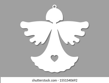 Vector angel, laser cut model, Christmas illustration, New year decorations