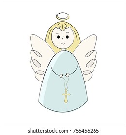 Vector angel on a white background. Hand-drawn in the style of doodle. Isolated object.