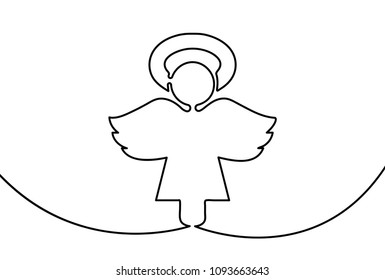 Vector angel. One line style illustration