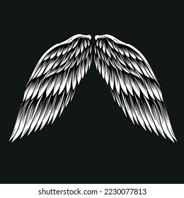 VECTOR OF ANGEL WING FOR SCREEN PRINTING TSHIRT OR DESIGN ELEMENT