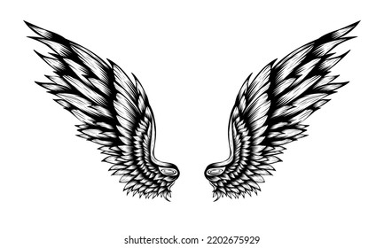 Vector angel wing tattoo design