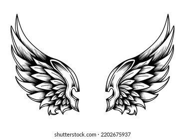 Vector angel wing tattoo design