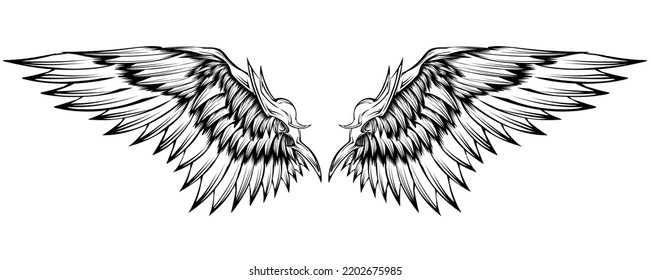 Vector angel wing tattoo design