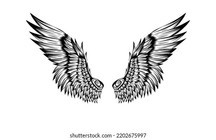 Vector angel wing tattoo design