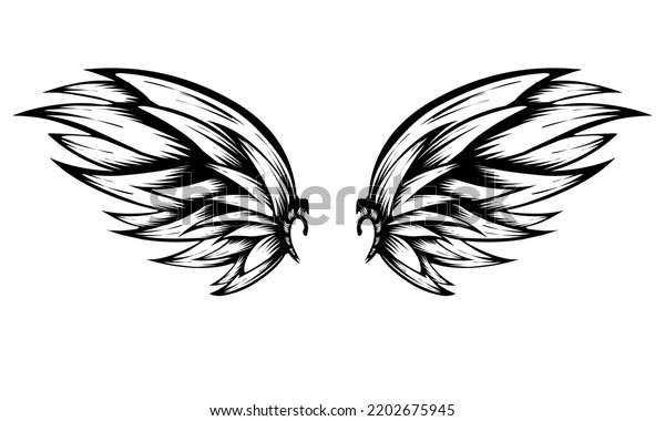 Vector Angel Wing Tattoo Design Stock Vector Royalty Free 2202675945 Shutterstock 6671