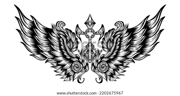 Vector Angel Wing Tattoo Design Stock Vector Royalty Free 2202675967 Shutterstock