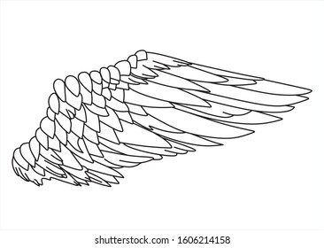 Vector angel wings for art or coloring