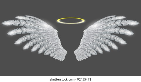 Vector Angel Wings And Halo