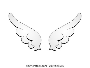 Alas de ángulos vectores aisladas en fondo blanco
